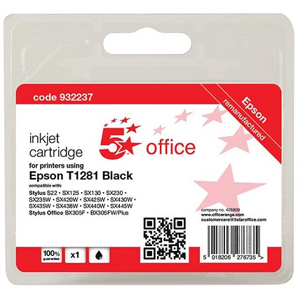 5 Star Compatible - Alternative to Epson T1281 Black Inkjet Cartridge