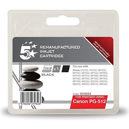 5 Star Compatible - Alternative to Canon PG-512BK Black Inkjet Cartridge
