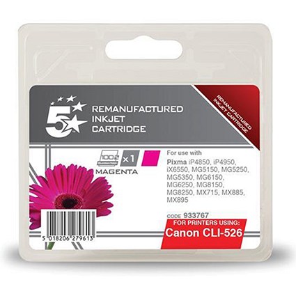 5 Star Compatible - Alternative to Canon CLI-526M Magenta Inkjet Cartridge
