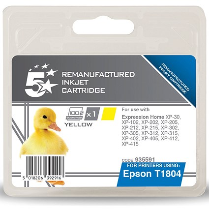 5 Star Compatible - Alternative to Epson T1804 Yellow Inkjet Cartridge