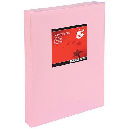 5 Star A3 Multifunctional Coloured Paper, Light Pink, 80gsm, Ream (500 Sheets)