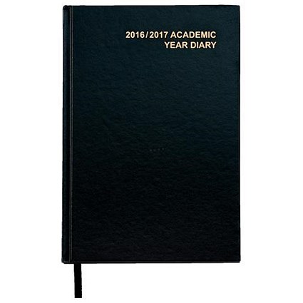 5 Star 2016-2017 Academic Diary / A5 / Day to a Page / Black