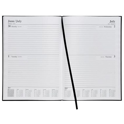 5 Star 2017 Diary / 2 Days to Page / A4 / Black