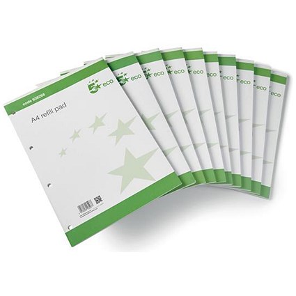 5 Star Eco Refill Pad, 4 Holes, A4, Pack of 10
