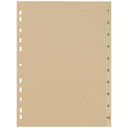 5 Star Eco Subject Dividers, 1-10, A4, Buff