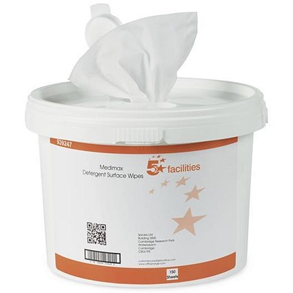 5 Star Multi-Surface Wipes - Tub of 150 Sheets