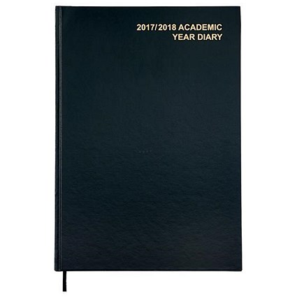 5 Star 2017-2018 Academic Diary / Day to a Page / A4 / Black