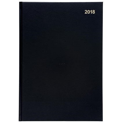 5 Star 2018 Diary / 2 Days to a Page / A4 / Black