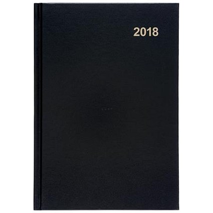 5 Star 2018 Diary / 2 Days to a Page / A5 / Black