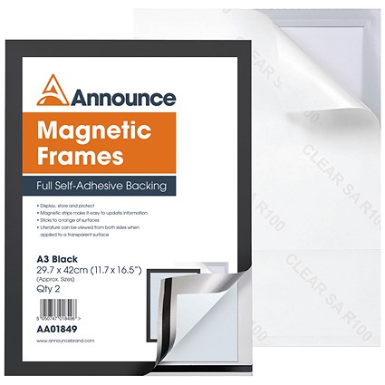 Announce Magnetic Frame A3 Black (Pack of 2)