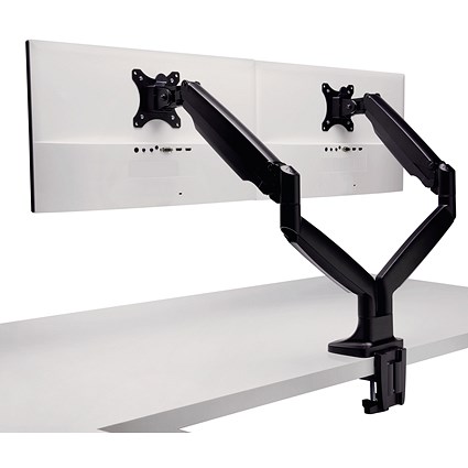 Kensington SmartFit One-Touch Deskclamped Dual Monitor Arm, Adjustable Height, Black
