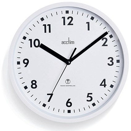Acctim Nardo Radio Controlled Wall Clock, 200mm, White