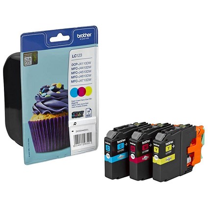 Brother LC123 Inkjet Cartridge Rainbow Pack - Cyan, Magenta and Yellow (3 Cartridges)