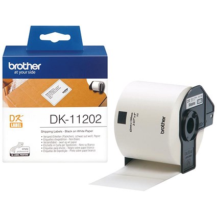 Brother DK-11202 Shipping Label , Black on White, 62x100mm, Roll of 300
