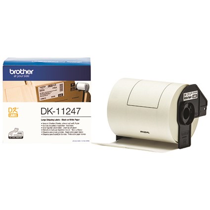 Brother DK-11247 Large Shipping Labels, Black on White, 103x164mm, 180 Labels Per Roll