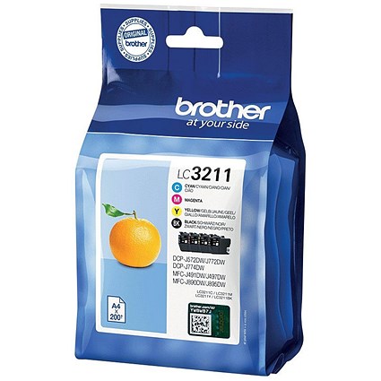 Brother LC3211 Ink Cartridges - Black, Cyan, Magenta and Yellow (4 Cartridges)
