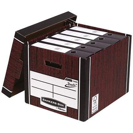 Fellowes Premium 726 Archive Bankers Box, Woodgrain, Pack of 10