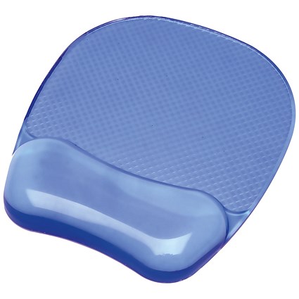 Fellowes Crystal Gel Mouse Mat, With Wrist Rest, Blue