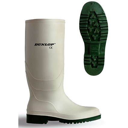 Dunlop Pricemastor PVC Non-Safety Wellington Boots, White, 8