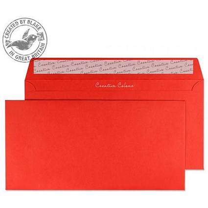 Blake Plain Red DL Envelopes, Peel & Seal, 120gsm, Pack of 250