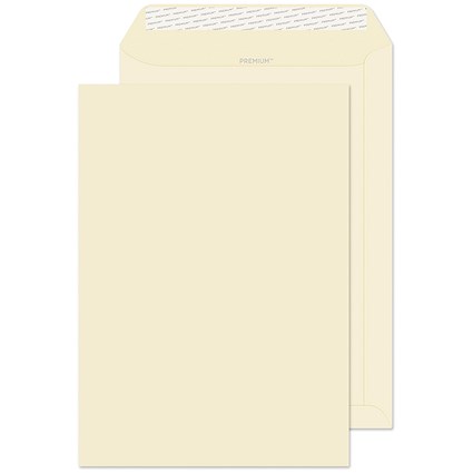 Premium C4 Envelopes, Peel and Seal, 120gsm, Wove, Cream, Pack of 250