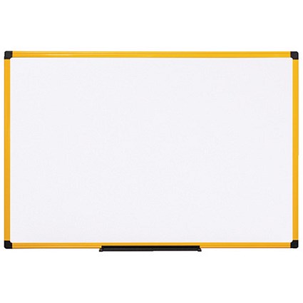 Bi-Office Ultrabrite Magnetic Drywipe Board / Yellow Frame / W900xH600mm