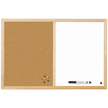 Bi-Office Cork and Drywipe Combination Board 900x600mm