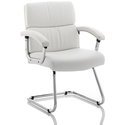 Desire Visitor Cantilever Chair, Leather, White