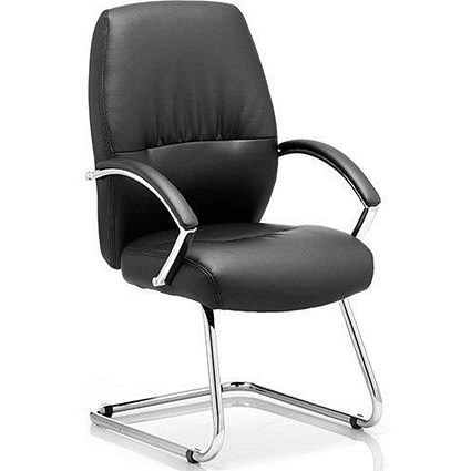 Dune Visitor Cantilever Chair / Leather / Black / Built