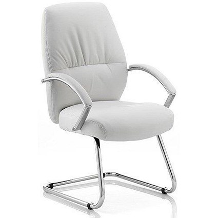 Dune Visitor Cantilever Chair/ Leather / White / Built