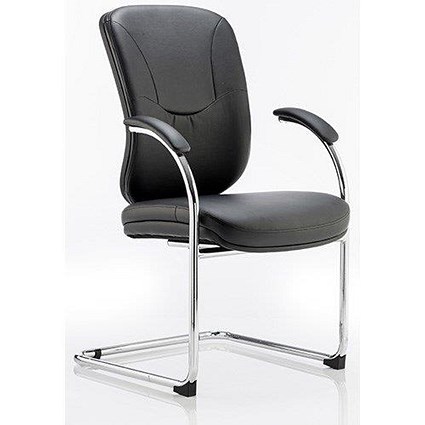 Mirage Leather Visitor Chair, Black, Built