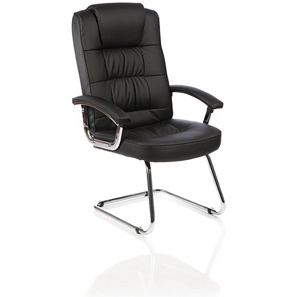 Moore Deluxe Leather Visitor Chair, Black