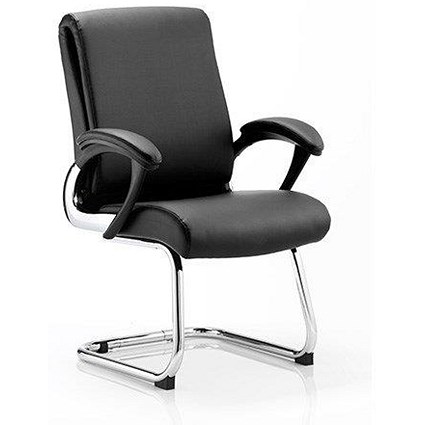 Romeo Leather Visitor Chair, Black, Built