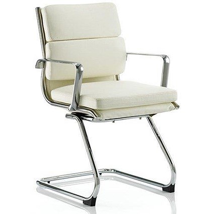 Savoy Leather Visitor Chair / Ivory / Built