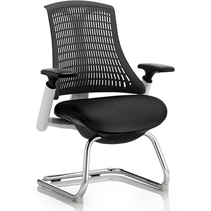 Flex Visitor Chair, White Frame, Black Seat, Black Back