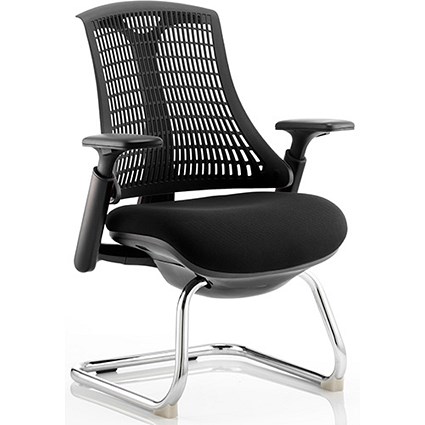 Flex Visitor Chair, Black Frame, Black Seat, Black Back