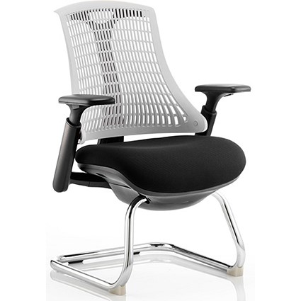 Flex Visitor Chair, Black Frame, Black Seat, Off-white Back