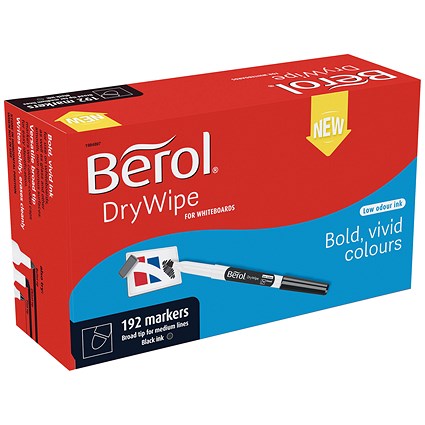 Berol Drywipe Pen, Broad, Black, Pack of 192