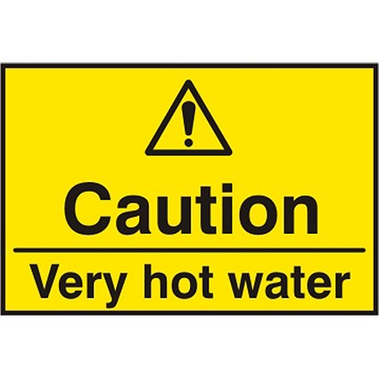 B-Safe Caution Very Hot Water Sign, 75x50mm, Self Adhesive, Pack of 5