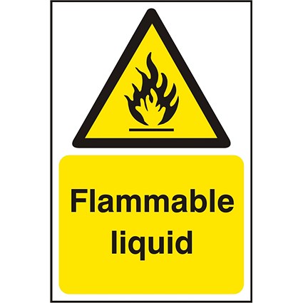 B-Safe Flammable Liquid Sign, 200x300mm, Self Adhesive, Pack of 5