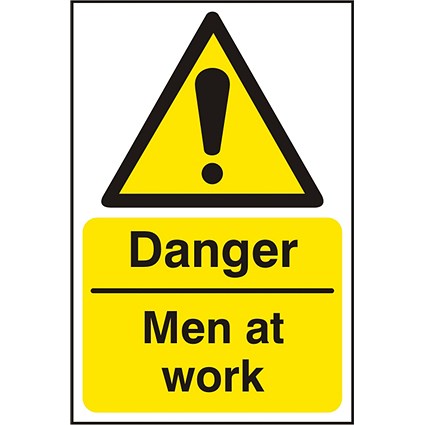 B-Safe Danger Men At Work Sign, 200x300mm, Self Adhesive, Pack of 5