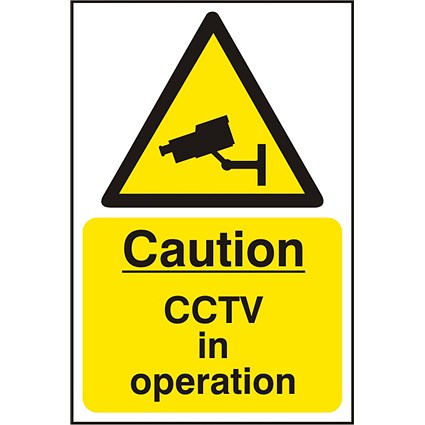 B-Safe Caution Cctv In Operation Sign, 200x300mm, Self Adhesive, Pack of 5