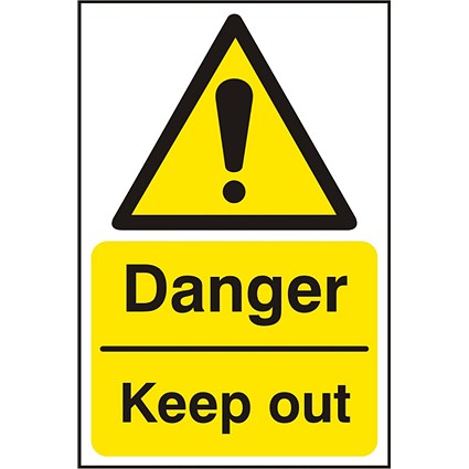 B-Safe Danger Keep Out Sign, 200x300mm, Self Adhesive, Pack of 5