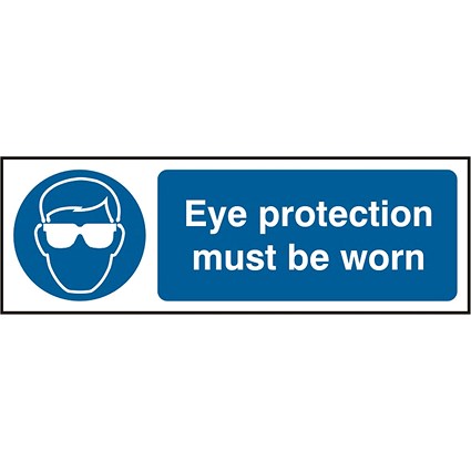 B-Safe Eye Protection Must Be Worn Sign, 300x100mm, PVC, Pack of 5