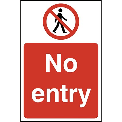B-Safe No Entry Sign, 200x300mm, Self Adhesive, Pack of 5