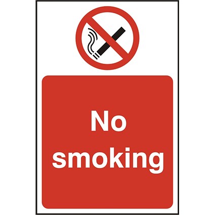 B-Safe No Smoking Sign, 300x200mm, Self Adhesive, Pack of 5
