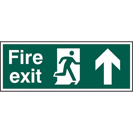 B-Safe Running Man Arrow Up Fire Exit Sign, 400x150mm, PVC, Pack of 5