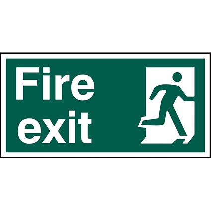 B-Safe Running Man Right Fire Exit Sign, 300x150mm, PVC, Pack of 5
