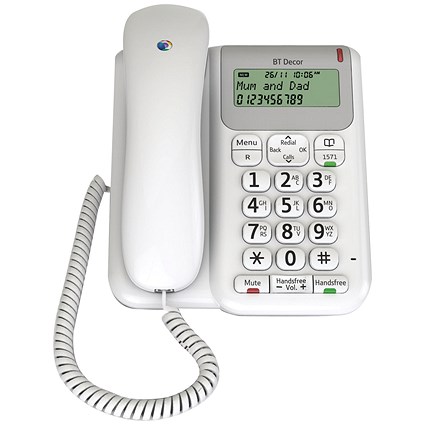 BT Decor 2200 Telephone 3-line LCD 50-entry Phonebook 30 Caller IDs Ref 061127