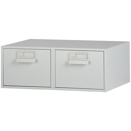 Bisley Index Card Cabinet, 2-Drawer, 203x127mm, Grey